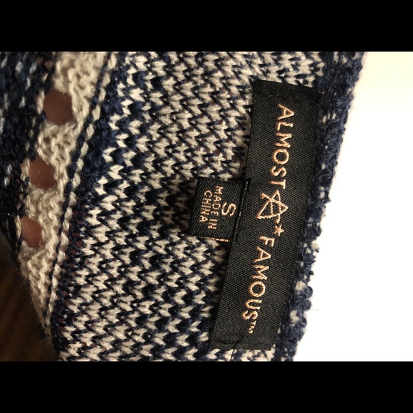 Almost Famous Blue/White Pattern Crochet Cardigan - Picture 7 of 7